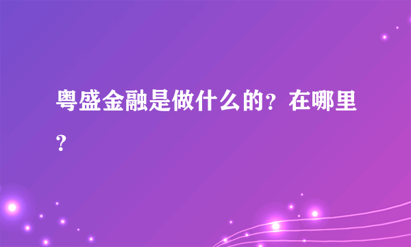 粤盛金融是做什么的？在哪里？