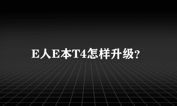 E人E本T4怎样升级？