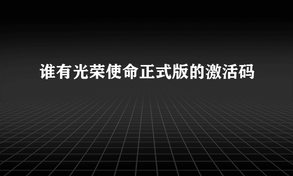 谁有光荣使命正式版的激活码