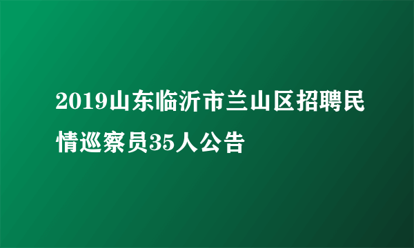 2019山东临沂市兰山区招聘民情巡察员35人公告