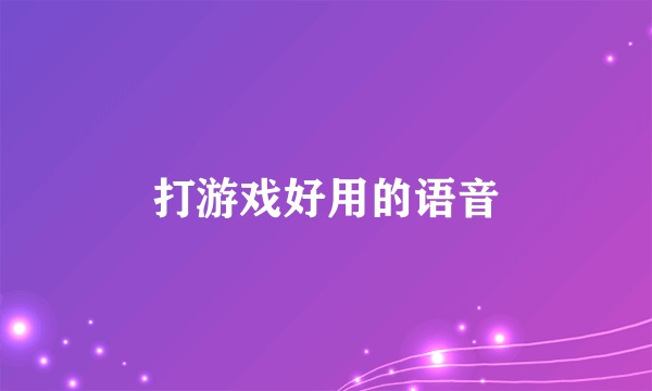 打游戏好用的语音