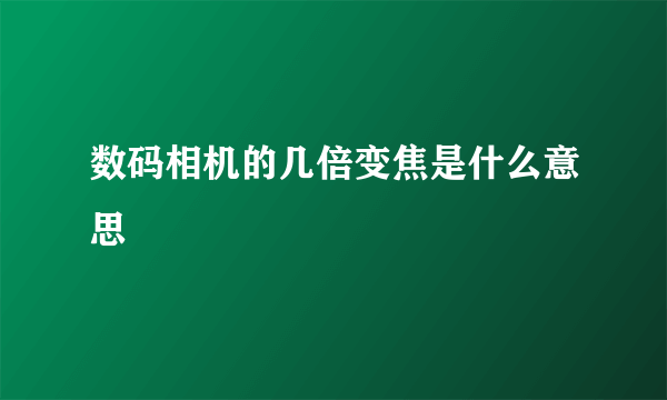 数码相机的几倍变焦是什么意思