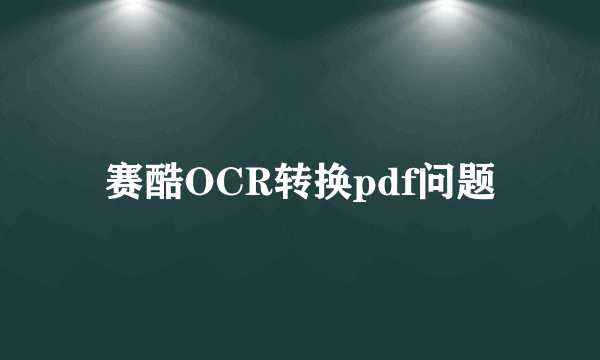 赛酷OCR转换pdf问题