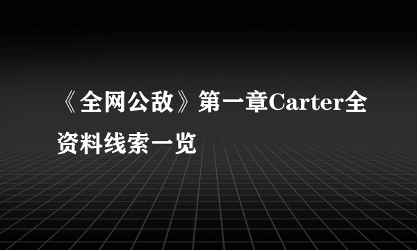 《全网公敌》第一章Carter全资料线索一览