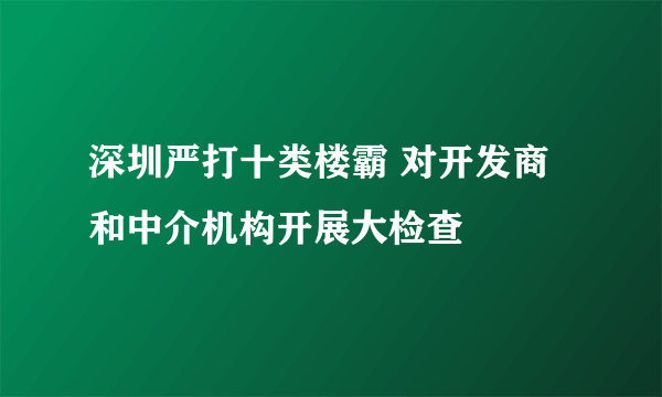 深圳严打十类楼霸 对开发商和中介机构开展大检查