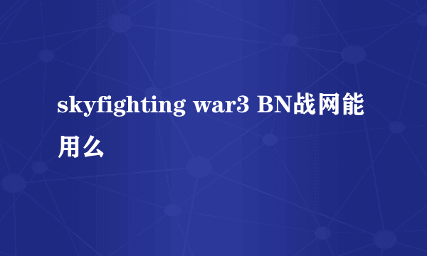 skyfighting war3 BN战网能用么