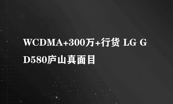 WCDMA+300万+行货 LG GD580庐山真面目