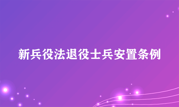 新兵役法退役士兵安置条例