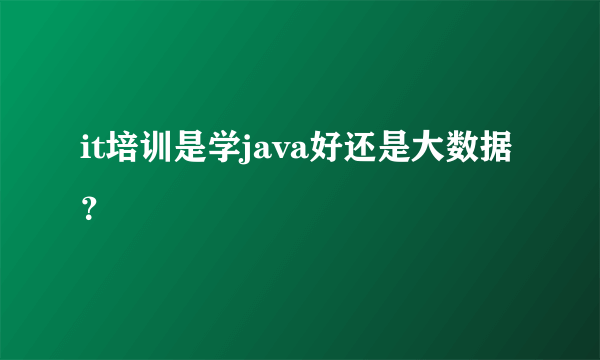 it培训是学java好还是大数据？