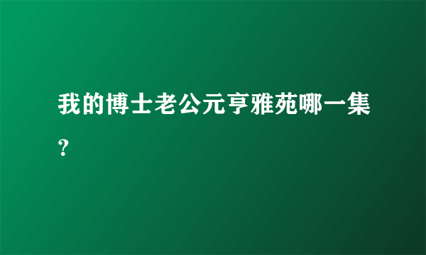 我的博士老公元亨雅苑哪一集？