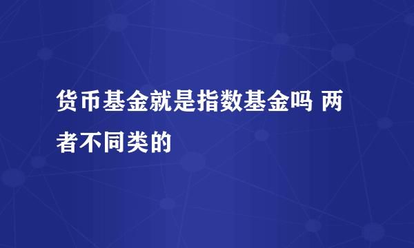 货币基金就是指数基金吗 两者不同类的