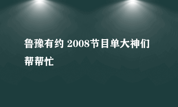 鲁豫有约 2008节目单大神们帮帮忙