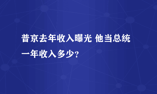 普京去年收入曝光 他当总统一年收入多少？