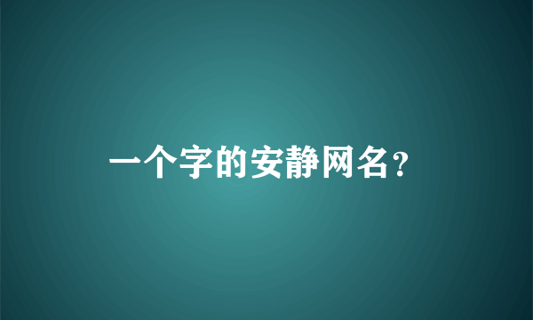 一个字的安静网名？