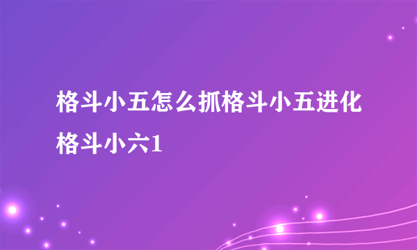 格斗小五怎么抓格斗小五进化格斗小六1