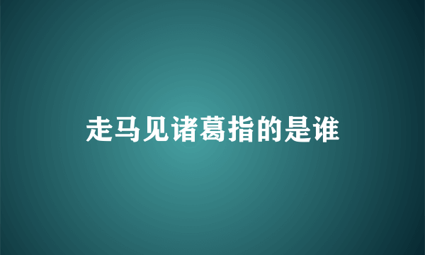 走马见诸葛指的是谁