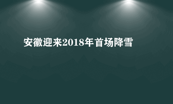 安徽迎来2018年首场降雪