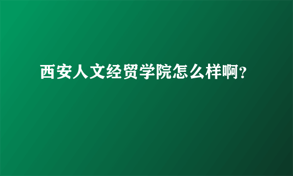 西安人文经贸学院怎么样啊？