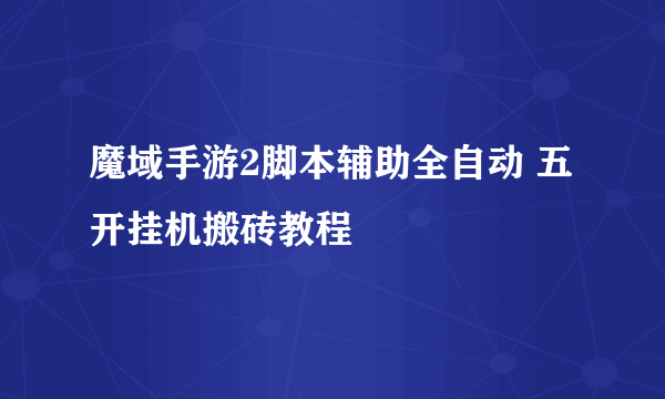 魔域手游2脚本辅助全自动 五开挂机搬砖教程