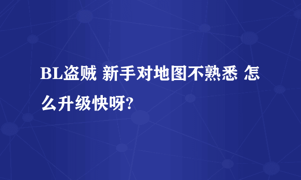 BL盗贼 新手对地图不熟悉 怎么升级快呀?