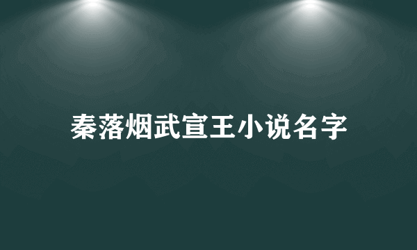 秦落烟武宣王小说名字