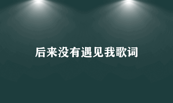 后来没有遇见我歌词