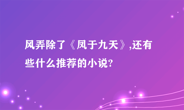 风弄除了《凤于九天》,还有些什么推荐的小说?