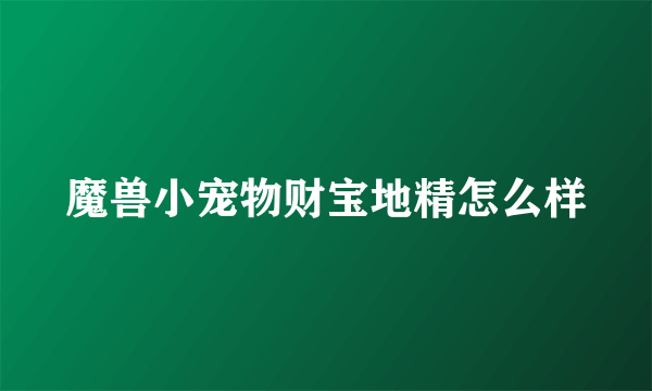 魔兽小宠物财宝地精怎么样