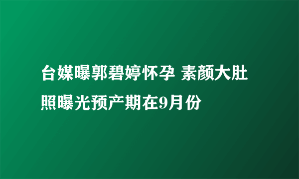 台媒曝郭碧婷怀孕 素颜大肚照曝光预产期在9月份