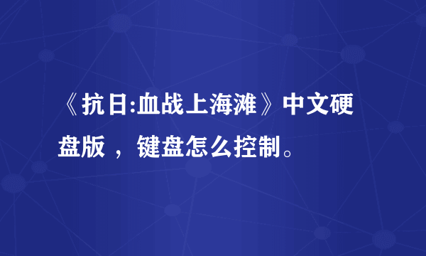 《抗日:血战上海滩》中文硬盘版 ，键盘怎么控制。