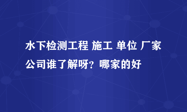 水下检测工程 施工 单位 厂家 公司谁了解呀？哪家的好