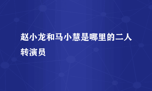 赵小龙和马小慧是哪里的二人转演员