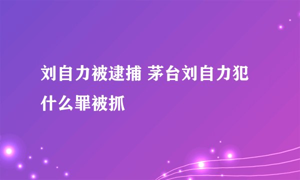 刘自力被逮捕 茅台刘自力犯什么罪被抓