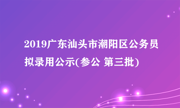 2019广东汕头市潮阳区公务员拟录用公示(参公 第三批)