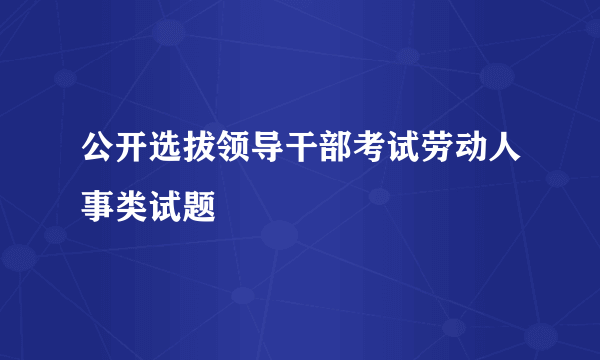 公开选拔领导干部考试劳动人事类试题