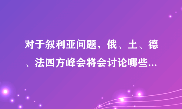 对于叙利亚问题，俄、土、德、法四方峰会将会讨论哪些问题？对此你怎么看？