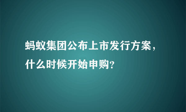 蚂蚁集团公布上市发行方案，什么时候开始申购？