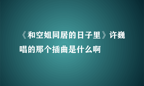 《和空姐同居的日子里》许巍唱的那个插曲是什么啊