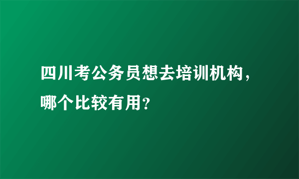 四川考公务员想去培训机构，哪个比较有用？