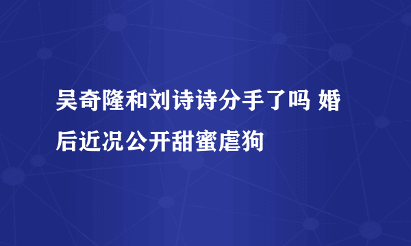 吴奇隆和刘诗诗分手了吗 婚后近况公开甜蜜虐狗