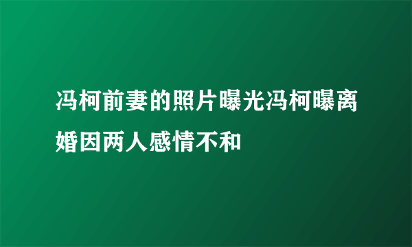 冯柯前妻的照片曝光冯柯曝离婚因两人感情不和