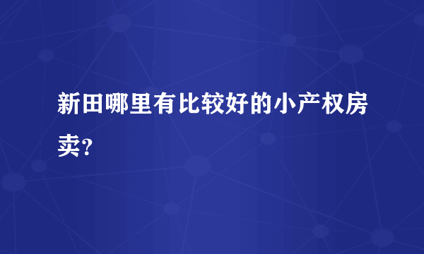 新田哪里有比较好的小产权房卖？