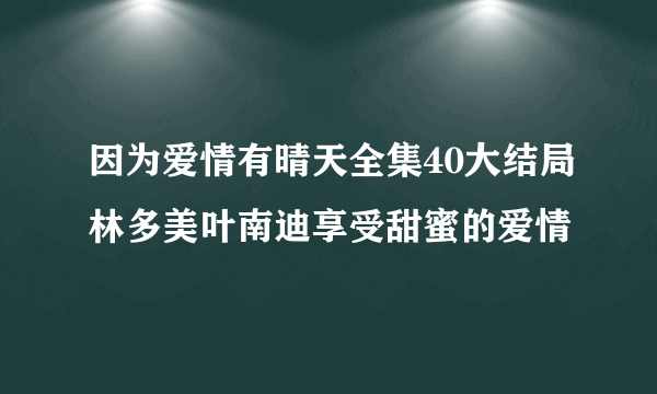 因为爱情有晴天全集40大结局林多美叶南迪享受甜蜜的爱情