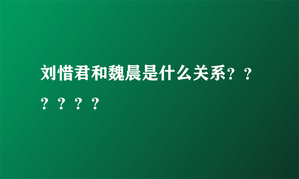 刘惜君和魏晨是什么关系？？？？？？