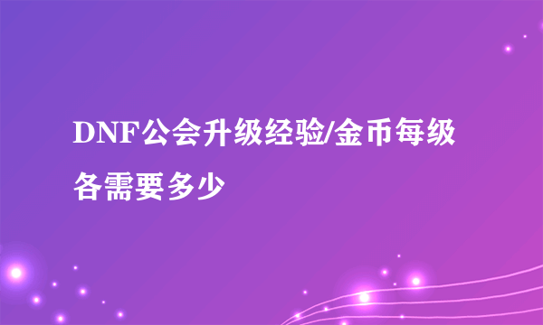 DNF公会升级经验/金币每级各需要多少