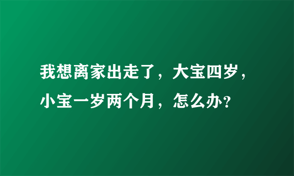 我想离家出走了，大宝四岁，小宝一岁两个月，怎么办？