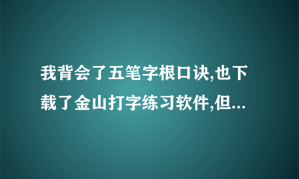 我背会了五笔字根口诀,也下载了金山打字练习软件,但还是学不会五笔打字,谁能帮帮我,指导一下,怎么样快