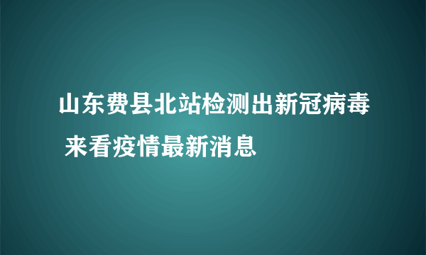 山东费县北站检测出新冠病毒 来看疫情最新消息