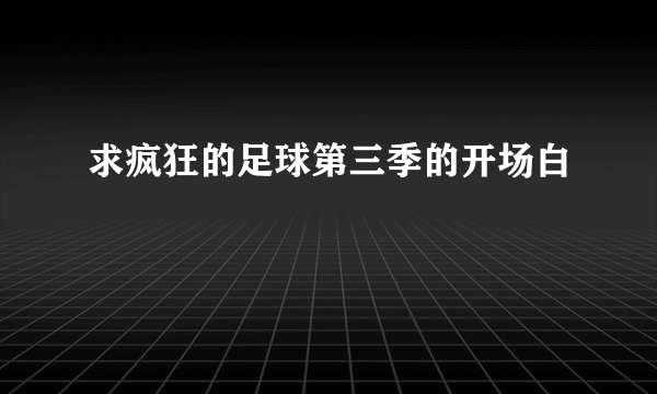 求疯狂的足球第三季的开场白