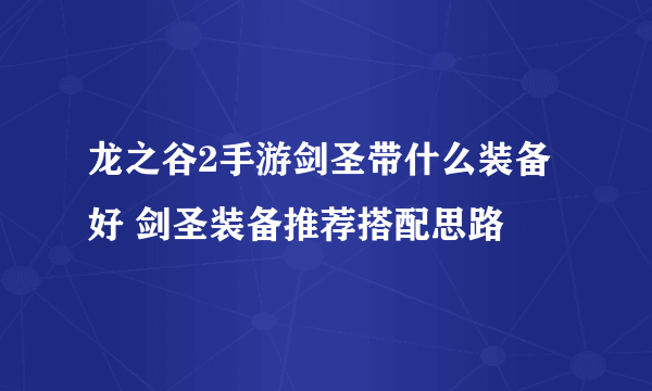 龙之谷2手游剑圣带什么装备好 剑圣装备推荐搭配思路